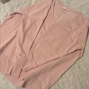 GAP Light Pink Front Seam V-Neck Pullover Sweatshirt Jumper size medium
